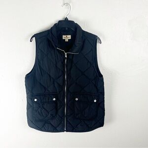 WOOLRICH Black Down Filled Full Zipper Button Closure Pockets Vest, Size Large